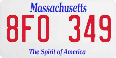 MA license plate 8FO349