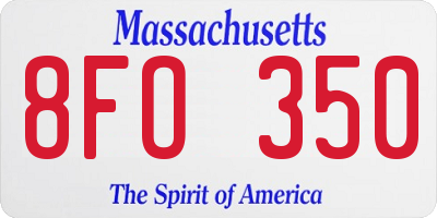 MA license plate 8FO350