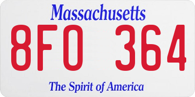 MA license plate 8FO364