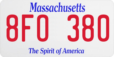 MA license plate 8FO380