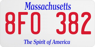 MA license plate 8FO382