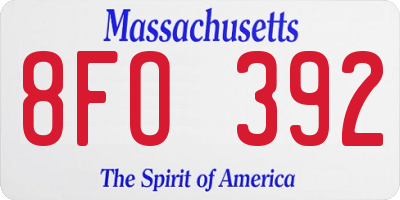 MA license plate 8FO392