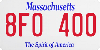MA license plate 8FO400