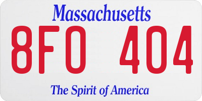 MA license plate 8FO404