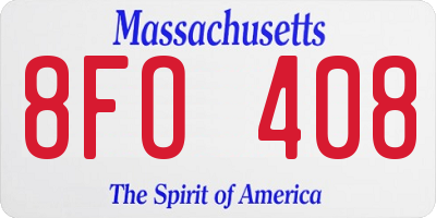 MA license plate 8FO408