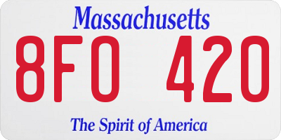 MA license plate 8FO420