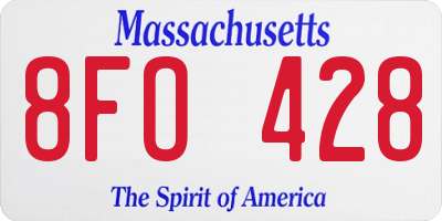 MA license plate 8FO428