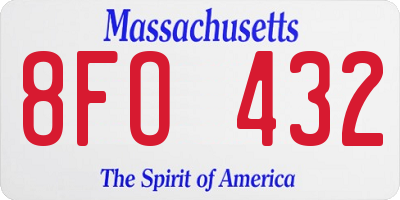 MA license plate 8FO432