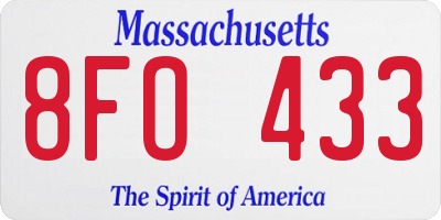 MA license plate 8FO433