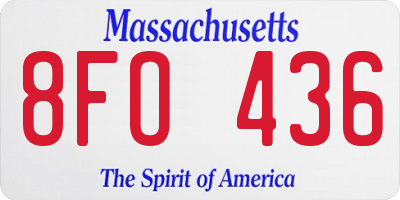 MA license plate 8FO436