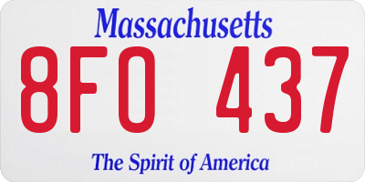 MA license plate 8FO437
