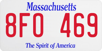 MA license plate 8FO469
