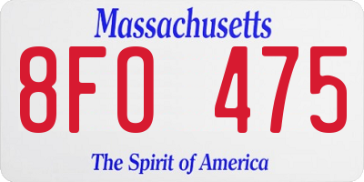 MA license plate 8FO475