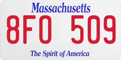 MA license plate 8FO509