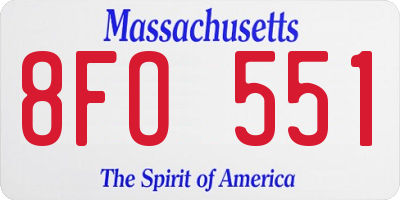 MA license plate 8FO551