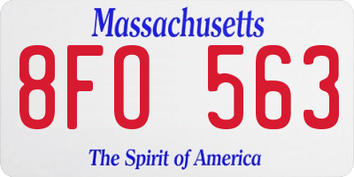 MA license plate 8FO563