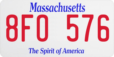 MA license plate 8FO576