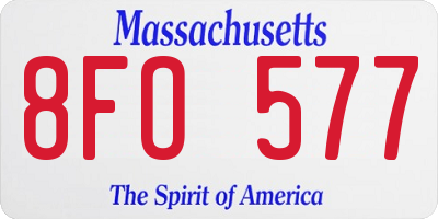 MA license plate 8FO577