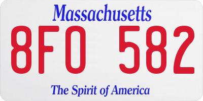 MA license plate 8FO582