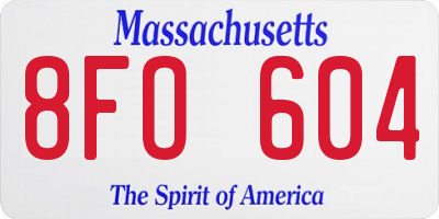MA license plate 8FO604