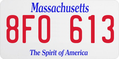 MA license plate 8FO613