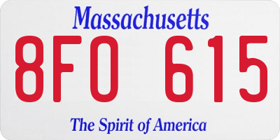 MA license plate 8FO615
