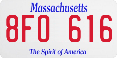 MA license plate 8FO616