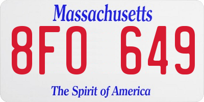 MA license plate 8FO649