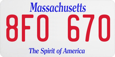 MA license plate 8FO670