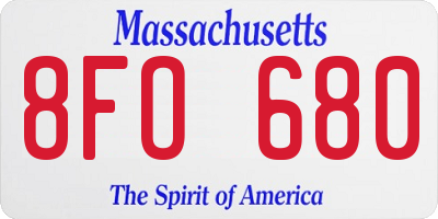 MA license plate 8FO680