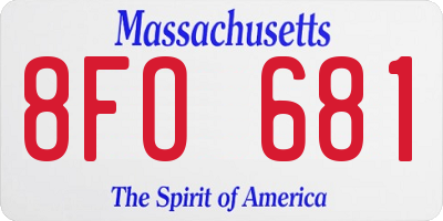 MA license plate 8FO681