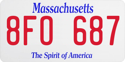 MA license plate 8FO687
