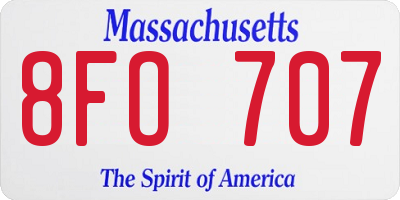 MA license plate 8FO707