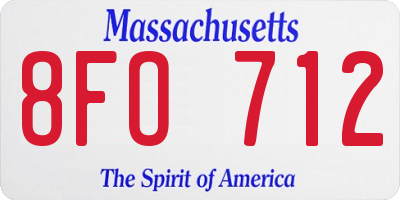 MA license plate 8FO712