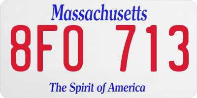 MA license plate 8FO713