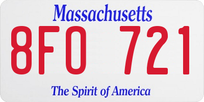 MA license plate 8FO721