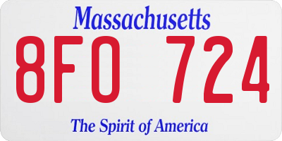 MA license plate 8FO724
