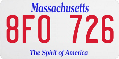 MA license plate 8FO726