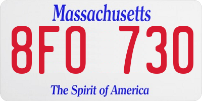 MA license plate 8FO730