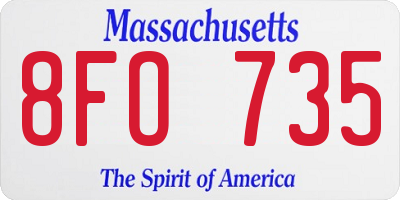 MA license plate 8FO735