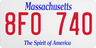 MA license plate 8FO740