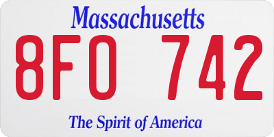 MA license plate 8FO742