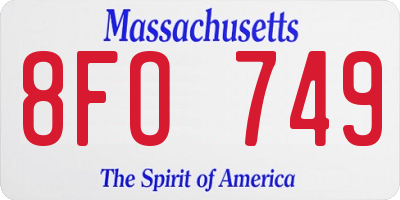 MA license plate 8FO749