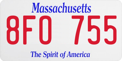 MA license plate 8FO755
