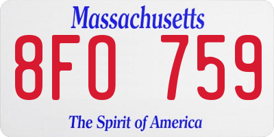 MA license plate 8FO759