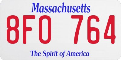 MA license plate 8FO764