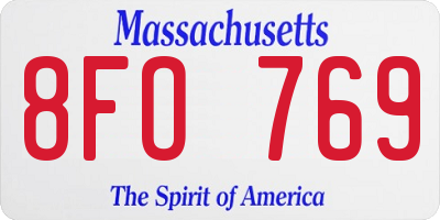 MA license plate 8FO769