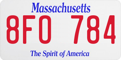 MA license plate 8FO784