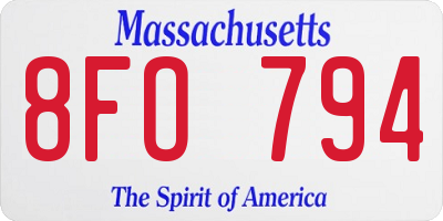 MA license plate 8FO794