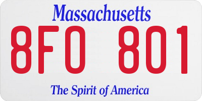 MA license plate 8FO801